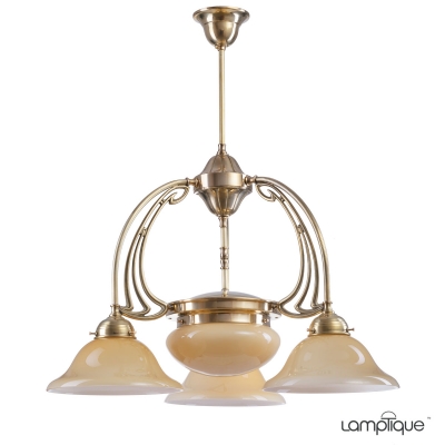 Lampa secesyjny D1915/4 Berliner Messing, klosze 2683, 4316 Cognac