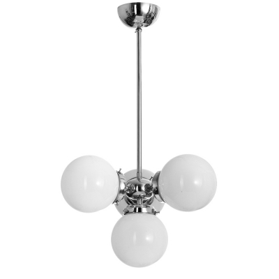 Lampa z chromowanego mosiądzu D928/4 Berliner Messing, okrągłe klosze 6302/150 Opal mat