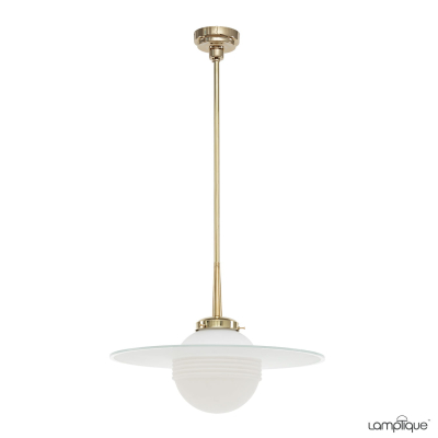 [PR1962] Lampa wisząca Art Deco w kształcie kuli z pierścieniem Saturna i mlecznym szkłem Ø 20/40 cm